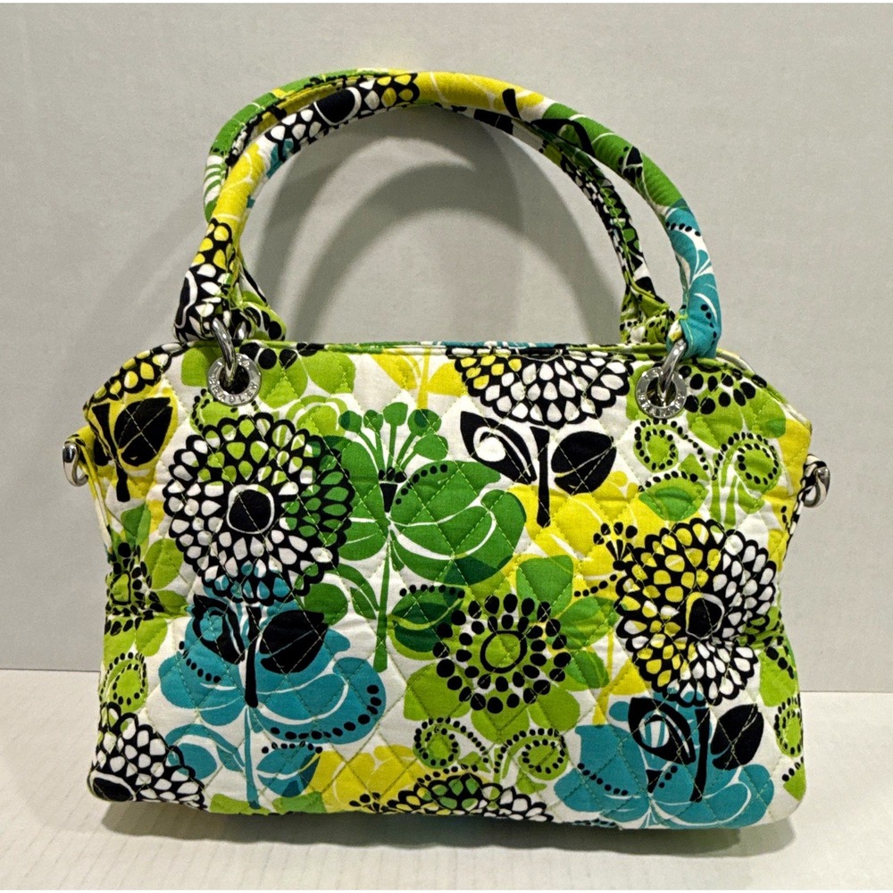 Vera Bradley Quilted Floral Satchel Top Handle Bag Zip Lined Inner Pockets